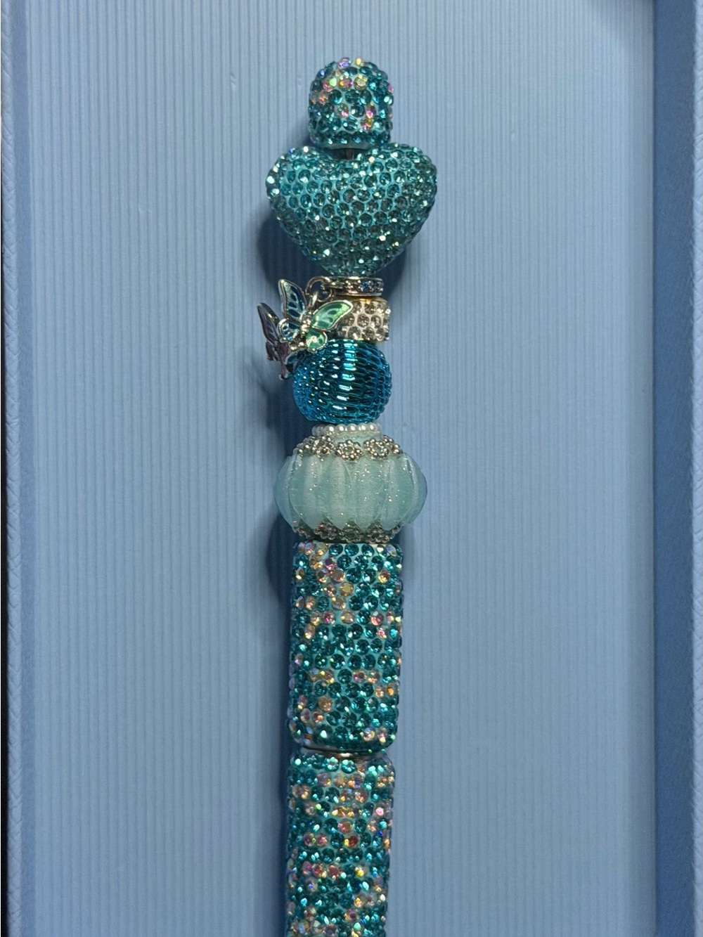 Sparkling Turquoise Beaded Charm Pen